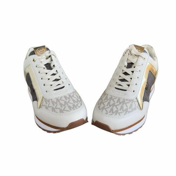 ✨Michael Kors Maddy Trainer Sneaker Vanilla Brown Gold Sz 8 Women's Shoes Casual - Picture 4 of 10